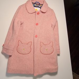 Wool blend Princess Coat Girls 5-6 Pink Coral Tweed with Cat pockets